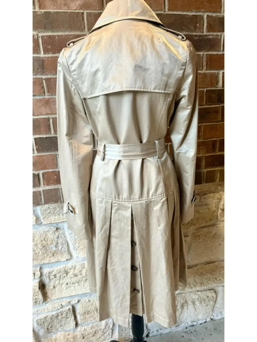 Badgley Mischka Metallic‎ Champagne Trench Coat Jacket Women’s Size 4